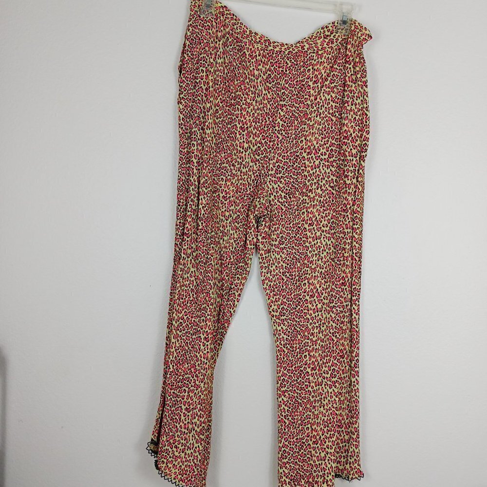 F.L MALIK vintage matching set women's size L green/pink animal print floral - Picture 9 of 12